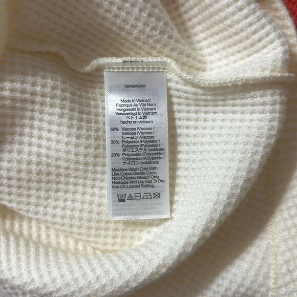Madewell XL Ivory Waffle Knit Mock Neck Long Sleeve Thermal Top - Picture 12 of 16
